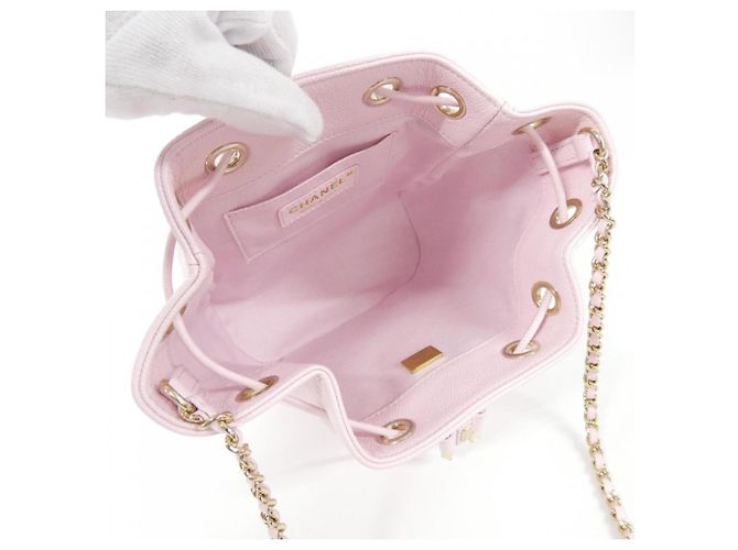 Borsa a tracolla Chanel AS2353 in pelle di vitello martellata rosa - vista 6