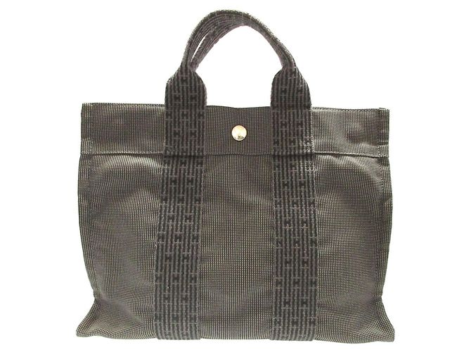 Hermès Hermes Herline PM Canvas Tote Bag Grau Braun - Ansicht 2