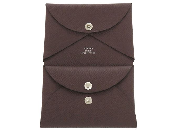 Tarjetero Hermès Calvi Duo en piel Epsom Castaño - vista 5
