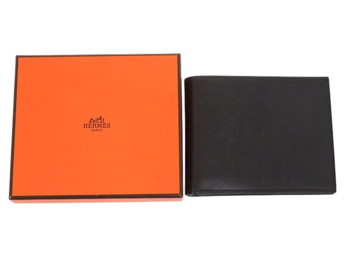 Hermès Hermes Citizen Twill Compact Bifold Geldbörse aus Evergrain-Kalbsleder Schwarz - vista 2