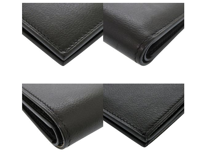 Hermès Hermes Citizen Twill Compact Bifold Geldbörse aus Evergrain-Kalbsleder Schwarz - vista 4