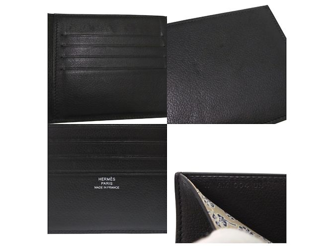 Hermès Hermes Citizen Twill Compact Bifold Geldbörse aus Evergrain-Kalbsleder Schwarz - vista 7