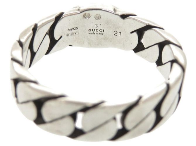 Gucci Interlocking G Ring aus Sterlingsilber 925 mit rosa Band Pink - Ansicht 5