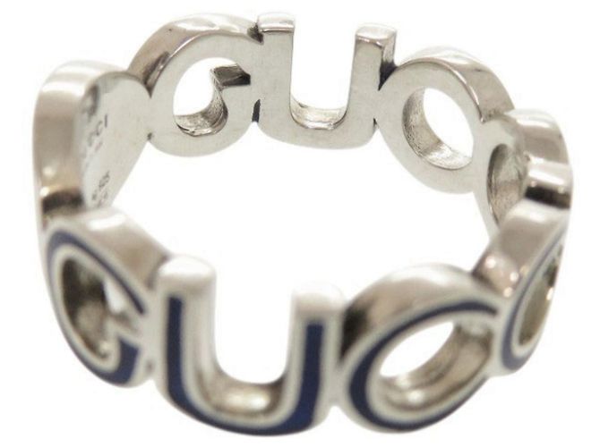 Anello blu in argento sterling 925 con G intrecciato di Gucci - vista 7