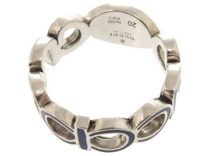 Anello blu in argento sterling 925 con G intrecciato di Gucci - vista 9
