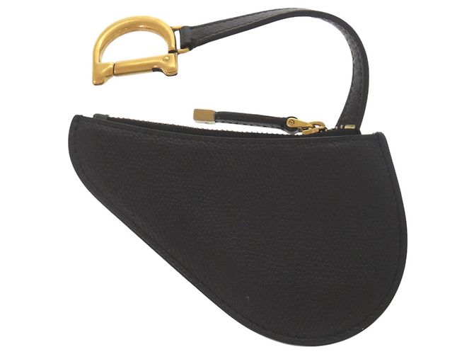Monedero de cuero negro Saddle de Christian Dior - vista 2
