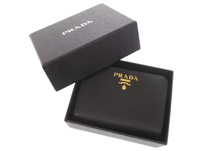 Prada Logo Vitello Move Leather Black Bi-fold Wallet - view 2