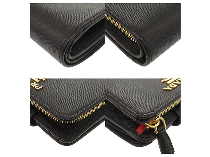 Prada Logo Vitello Move Leather Black Bi-fold Wallet - view 4