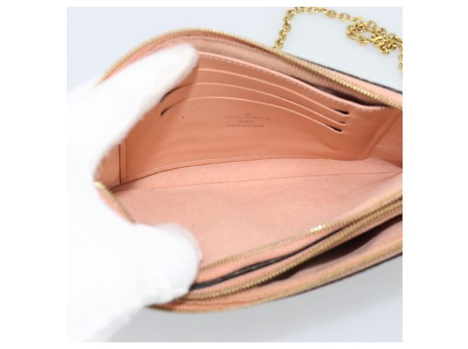 Louis Vuitton Double Zip Pochette Damier Ebene Marrone - vista 5