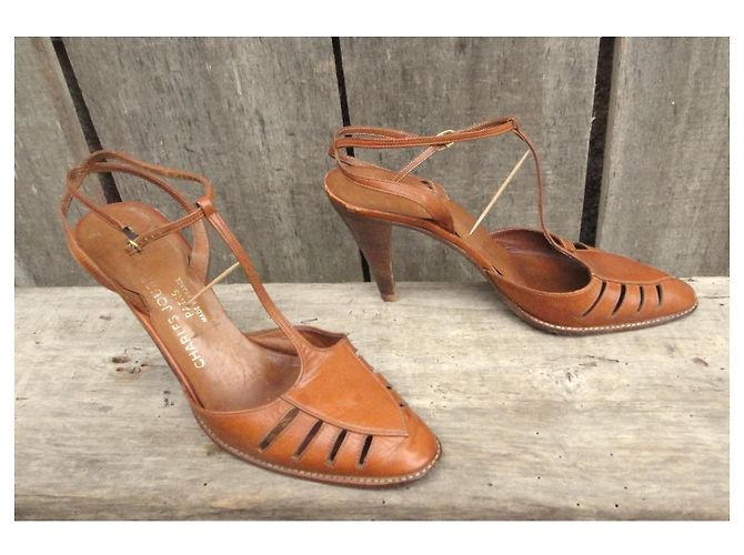 Charles Jourdan Vintage-Sandaletten mit Absatz Braun - Ansicht 2