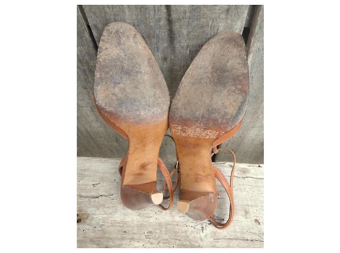 Charles Jourdan Vintage-Sandaletten mit Absatz Braun - Ansicht 5