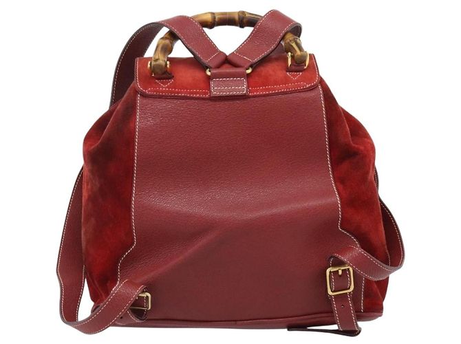 Gucci Vintage Bamboo Wildleder Medium Rot - Ansicht 2