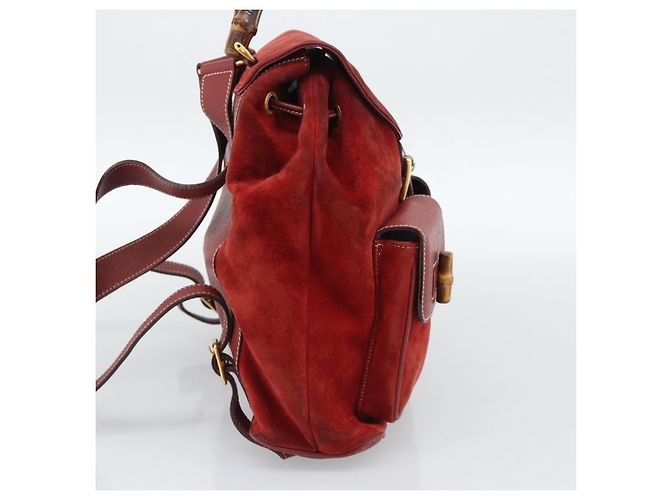 Gucci Vintage Bamboo Wildleder Medium Rot - Ansicht 3