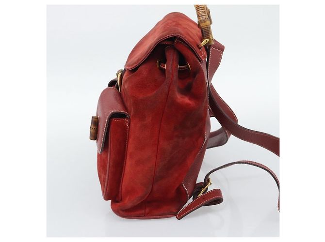 Gucci Vintage Bamboo Wildleder Medium Rot - Ansicht 4