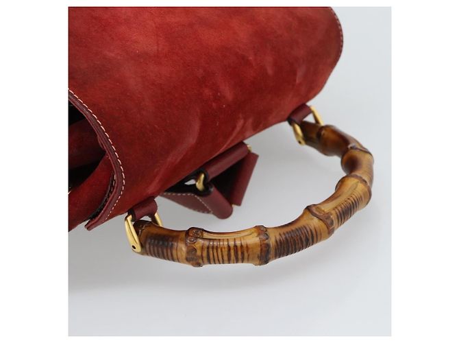 Gucci Vintage Bamboo Wildleder Medium Rot - Ansicht 7