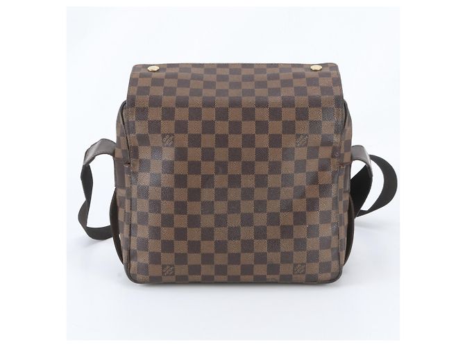 Borsa a tracolla in pelle Louis Vuitton Damier Naviglio Marrone - vista 3