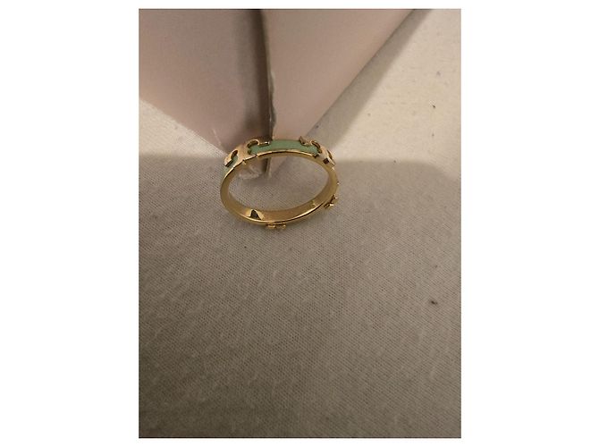 Tory Burch T Logo Ring in Gold und Aqua Emaille Golden Hellgrün - Ansicht 11