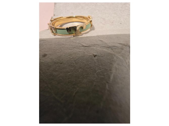 Tory Burch T Logo Ring in Gold und Aqua Emaille Golden Hellgrün - Ansicht 6