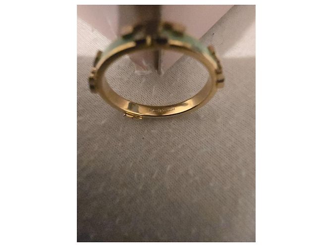 Tory Burch T Logo Ring in Gold und Aqua Emaille Golden Hellgrün - Ansicht 8