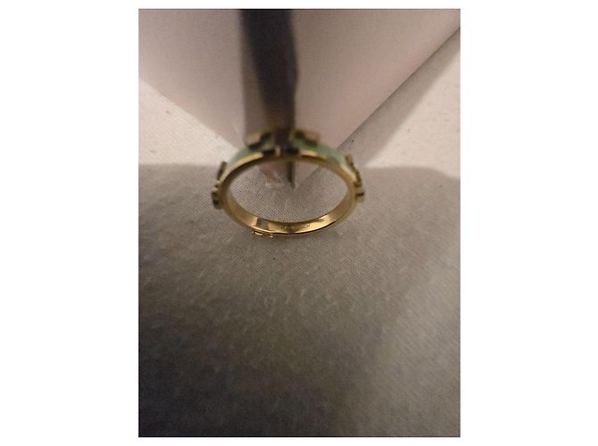 Tory Burch T Logo Ring in Gold und Aqua Emaille Golden Hellgrün - Ansicht 9
