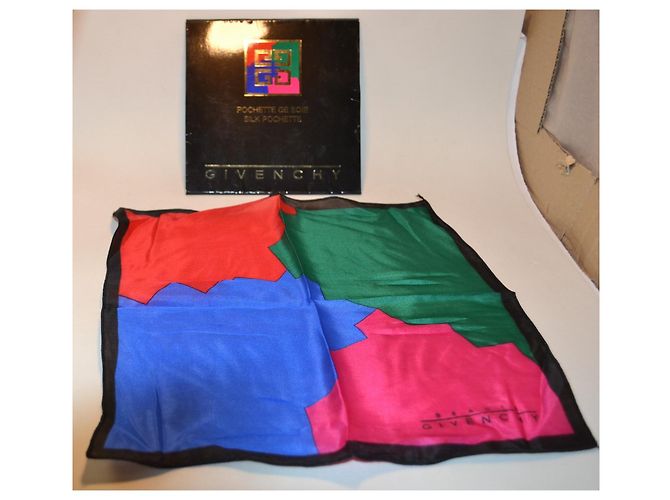 Givenchy Seidenschal Schwarz Rosa Rot Blau Grün Pink - Ansicht 2