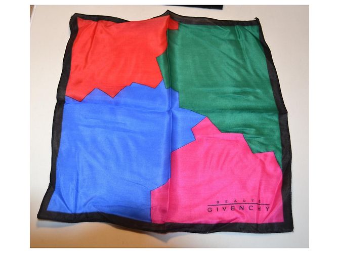 Givenchy Seidenschal Schwarz Rosa Rot Blau Grün Pink - Ansicht 3