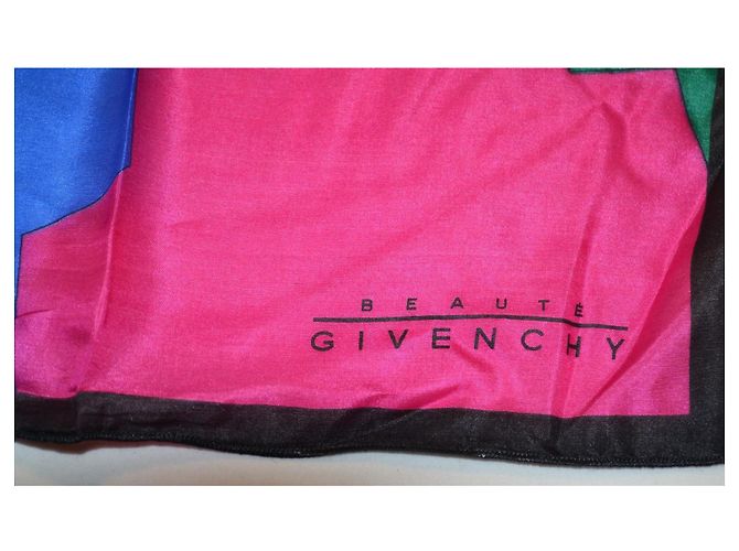 Givenchy Seidenschal Schwarz Rosa Rot Blau Grün Pink - Ansicht 4