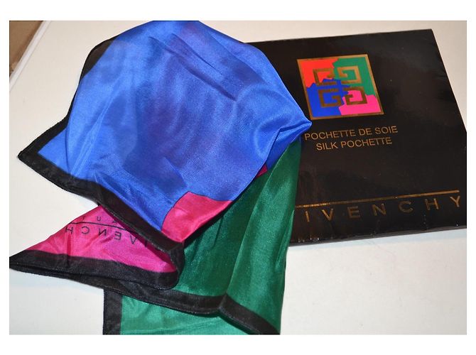 Givenchy Seidenschal Schwarz Rosa Rot Blau Grün Pink - Ansicht 5