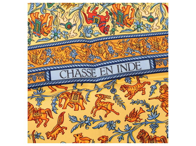 Hermès Hermes Carre 90 CHASSE EN INDE Sciarpa Arancione - vista 5