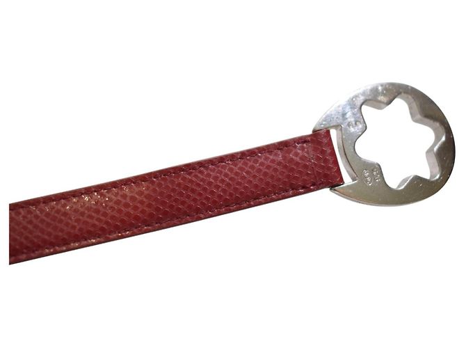 Montblanc Bracciale Cuff in Pelle di Lucertola Rossa e Argento 925 Rosso - vista 10