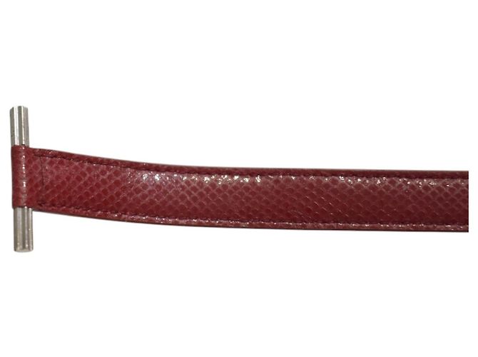 Montblanc Bracciale Cuff in Pelle di Lucertola Rossa e Argento 925 Rosso - vista 11