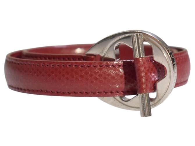 Montblanc Bracciale Cuff in Pelle di Lucertola Rossa e Argento 925 Rosso - vista 2