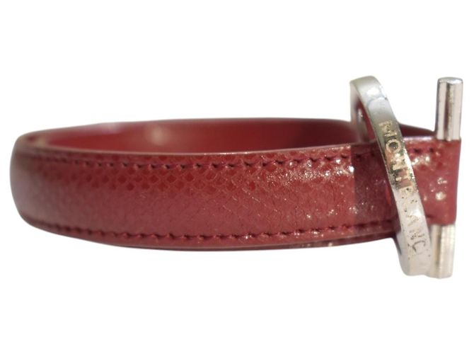 Montblanc Bracciale Cuff in Pelle di Lucertola Rossa e Argento 925 Rosso - vista 4