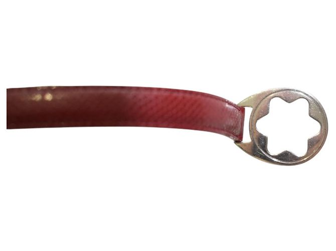 Montblanc Bracciale Cuff in Pelle di Lucertola Rossa e Argento 925 Rosso - vista 7