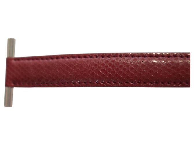 Montblanc Bracciale Cuff in Pelle di Lucertola Rossa e Argento 925 Rosso - vista 8