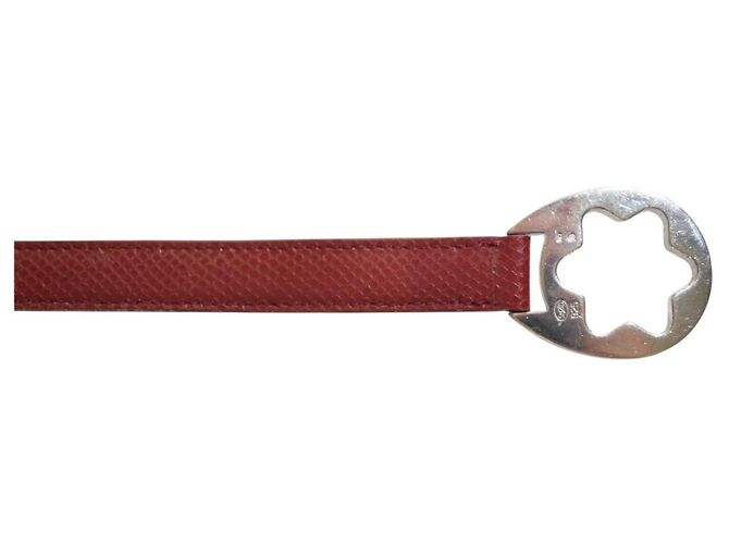 Montblanc Bracciale Cuff in Pelle di Lucertola Rossa e Argento 925 Rosso - vista 9