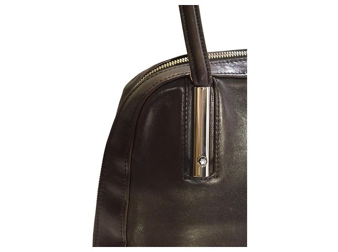 Montblanc Borsa Bowling Pelle Liscia Nera Nero - vista 12