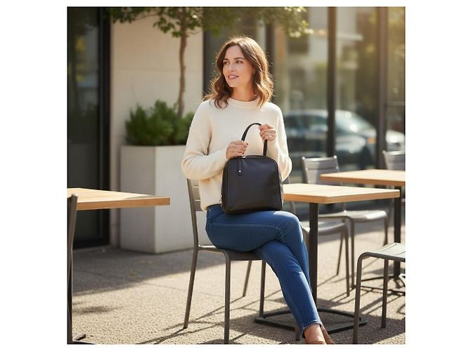 Montblanc Borsa Bowling Pelle Liscia Nera Nero - vista 16