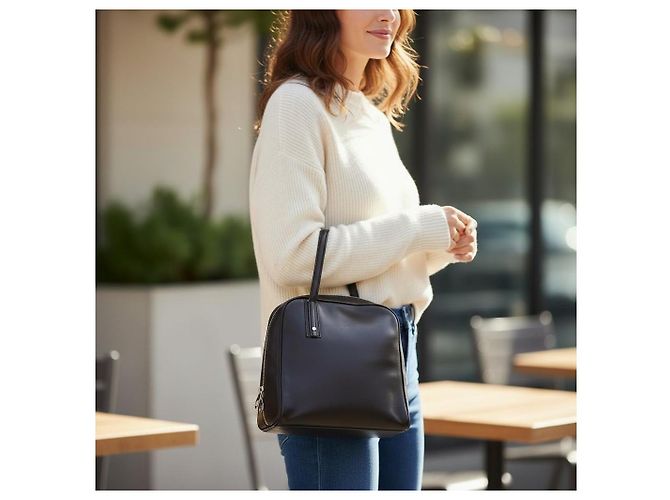 Montblanc Borsa Bowling Pelle Liscia Nera Nero - vista 17