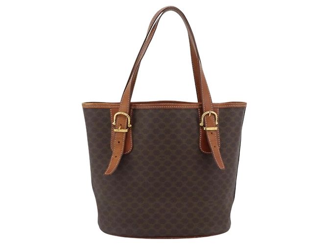Céline Celine Vintage Macadam Tela e Pelle Marrone - vista 2