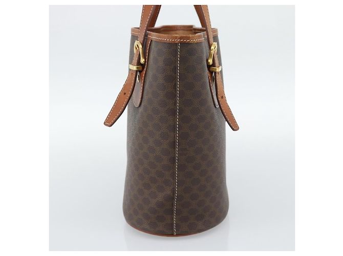 Céline Celine Vintage Macadam Tela e Pelle Marrone - vista 3