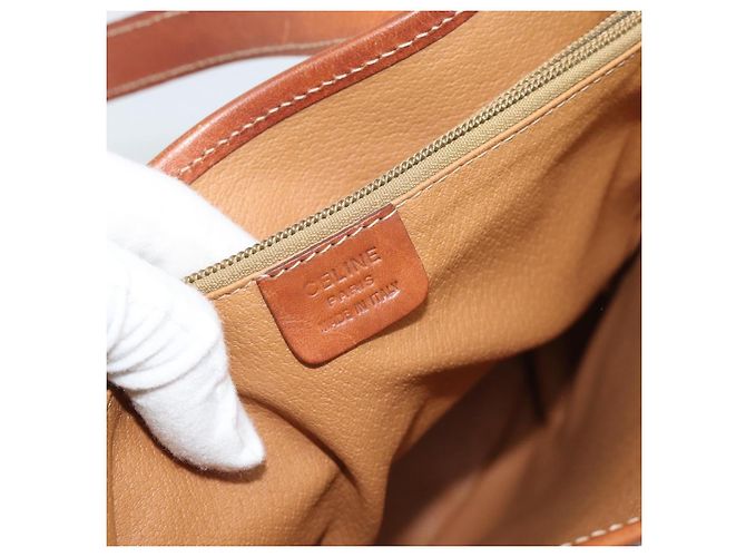 Céline Celine Vintage Macadam Tela e Pelle Marrone - vista 6