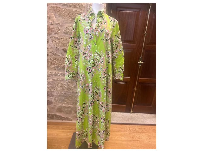 Vestido maxi de algodón estampado Emilio Pucci Negro Rosa Blanco Verde - vista 2