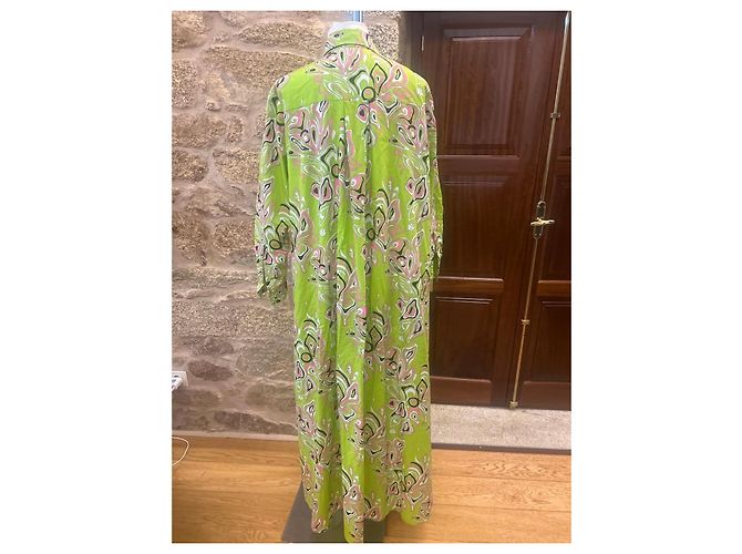 Vestido maxi de algodón estampado Emilio Pucci Negro Rosa Blanco Verde - vista 4