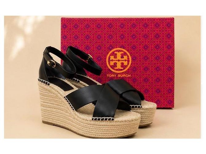 Sandali espadrilles con zeppa da 110mm Tory Burch Marion Nero - vista 2