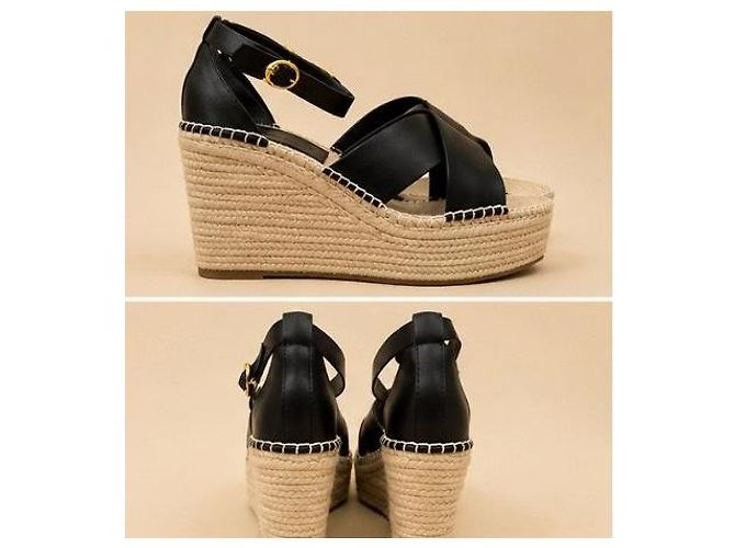 Sandali espadrilles con zeppa da 110mm Tory Burch Marion Nero - vista 4