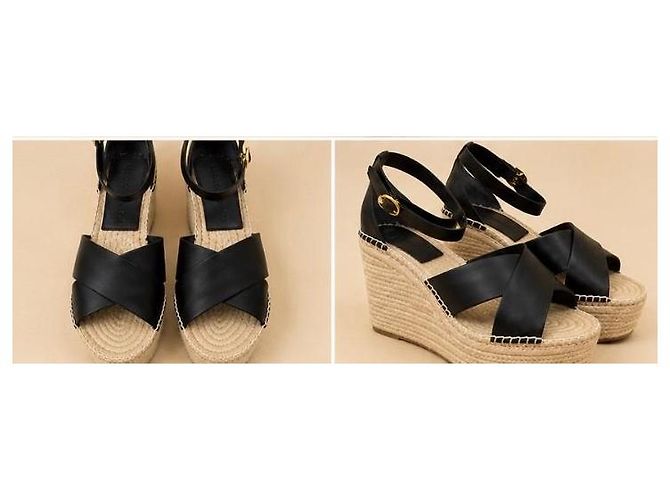 Sandali espadrilles con zeppa da 110mm Tory Burch Marion Nero - vista 5