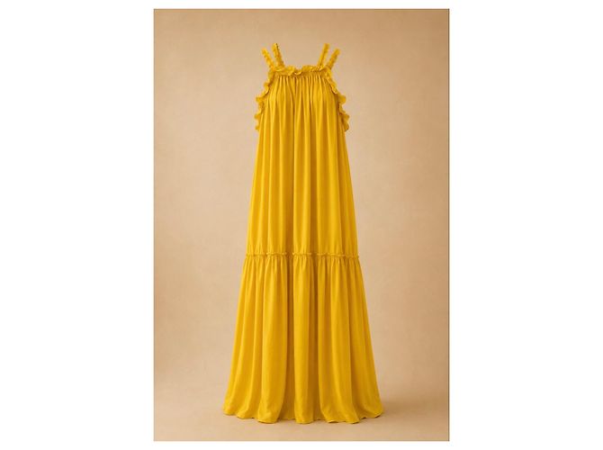 Gelbes Maxikleid mit Rüschen von Ulla Johnson - Ansicht 2