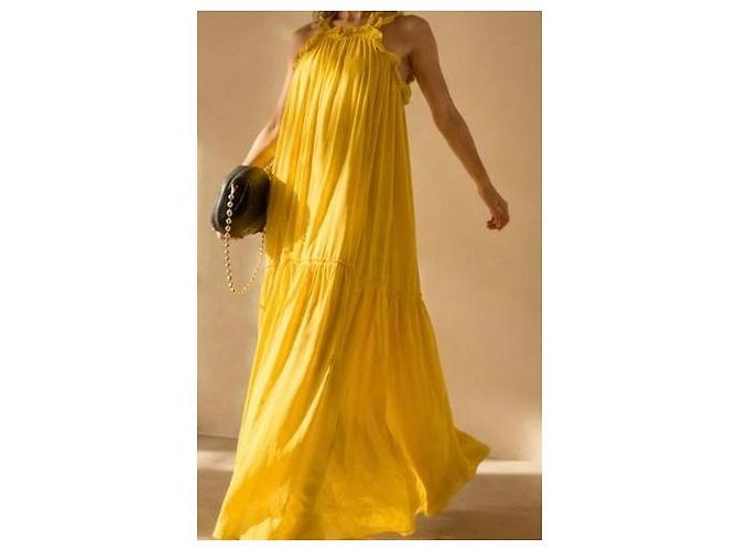 Gelbes Maxikleid mit Rüschen von Ulla Johnson - Ansicht 4