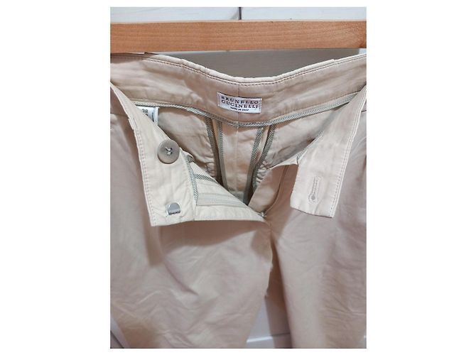 Brunello Cucinelli Pantalones de Algodón Beige - vista 2